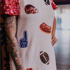 Sequin Sports Themed Dress with Sleeves
